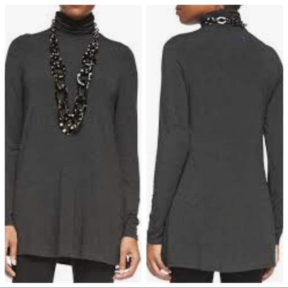 Eileen Fisher Tops - Eileen Fisher Scrunch Turtleneck Viscose/Spandex Tunic in Charcoal Grey